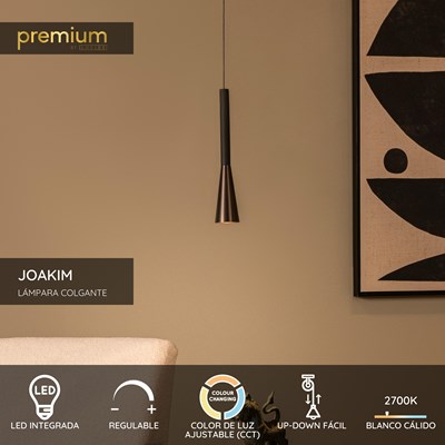 Lucide JOAKIM - Lámpara colgante - Ø 7,7 cm - LED Regul. - CCT - 1x7W 2700K/4000K - Café | Premium